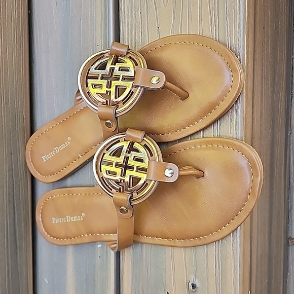 Pierre Dumas Shoes - Pierre Dumas brown and gold sandals